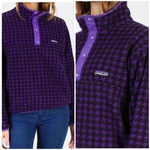 Patagonia Vintage Fall 1990 Houndstooth Purple Synchilla Fleece Pullover M